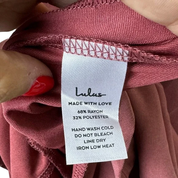 Lulu's Raise a Glass One Shoulder Midi Dress Size S Wedding Cocktail Rusty Rose - Picture 13 of 13